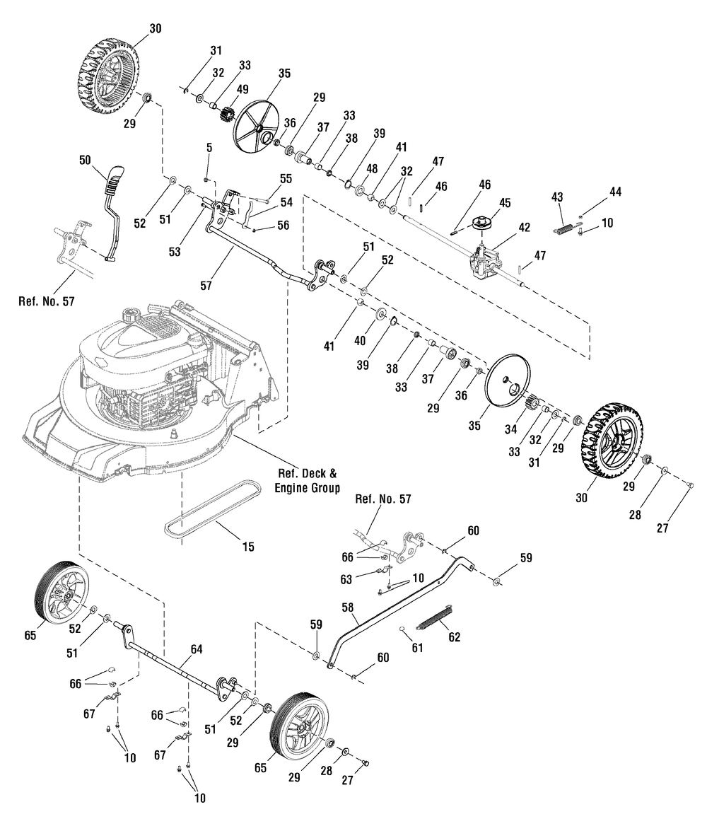 Drive Group Diagram and Parts List for 881636-MXUA19675EX 2012 Briggs and Stratton Lawn Mower